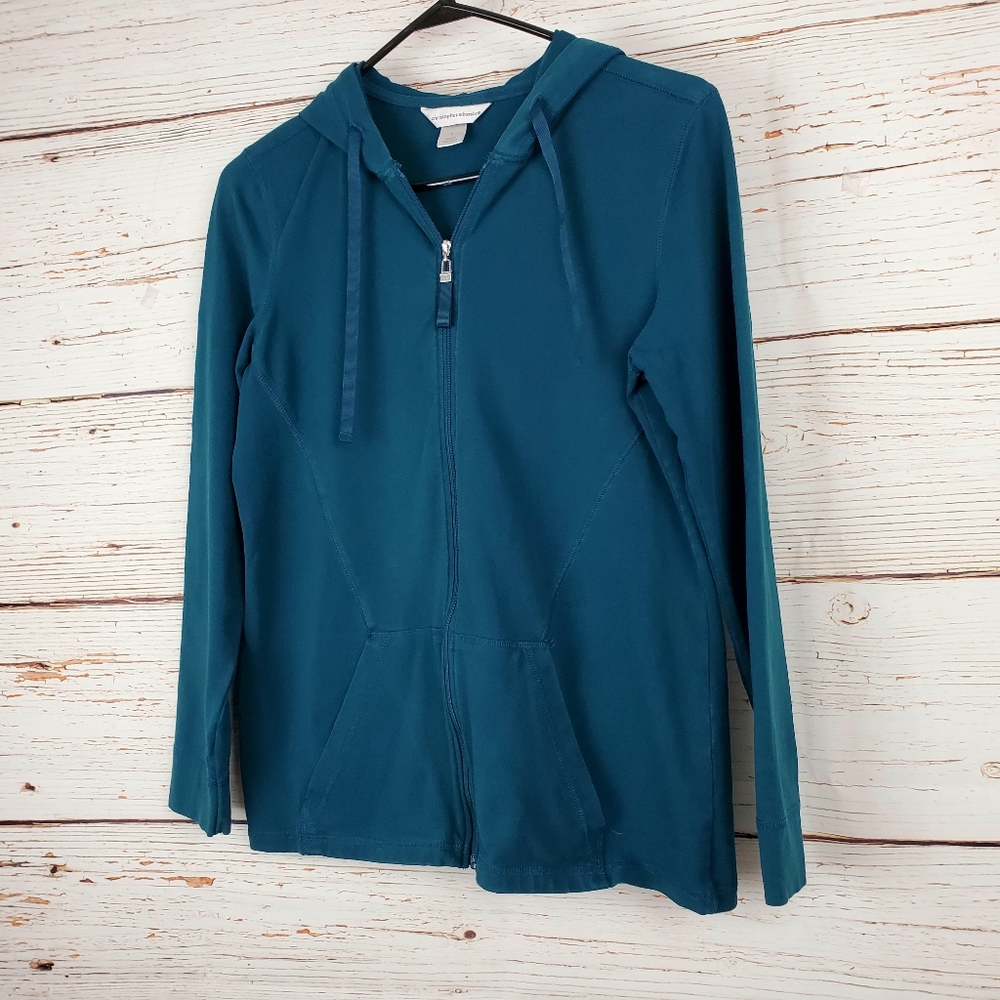 Christopher & Banks Dark Teal Hooded Jacket - Picture 2 of 5